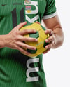 Man Wearing Handball Kit with Ball Mockup