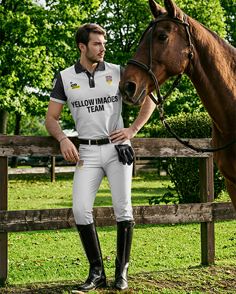 Man Wearing Polo Kit with Horse Mockup