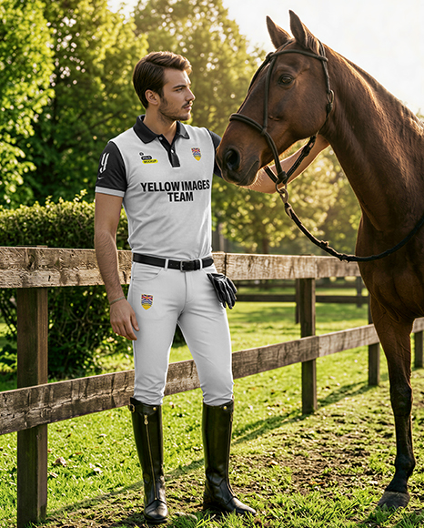 Man Wearing Polo Kit with Horse Mockup