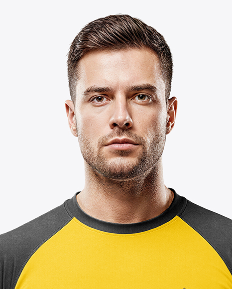 Man Wearing Rugby Uniform with Ball Mockup