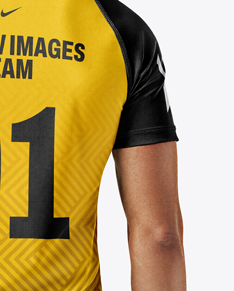 Man Wearing Rugby Uniform with Ball Mockup