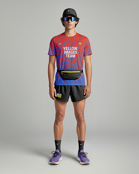 Man Wearing Running Kit Mockup