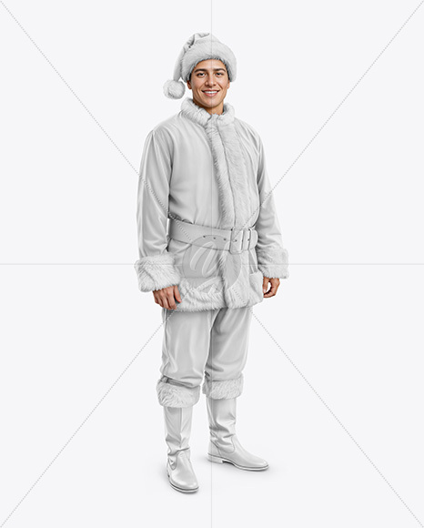 Man Wearing Santa Claus Costume Mockup