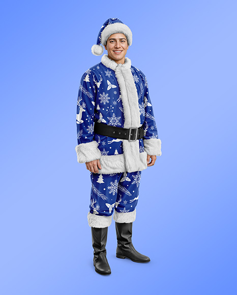 Man Wearing Santa Claus Costume Mockup