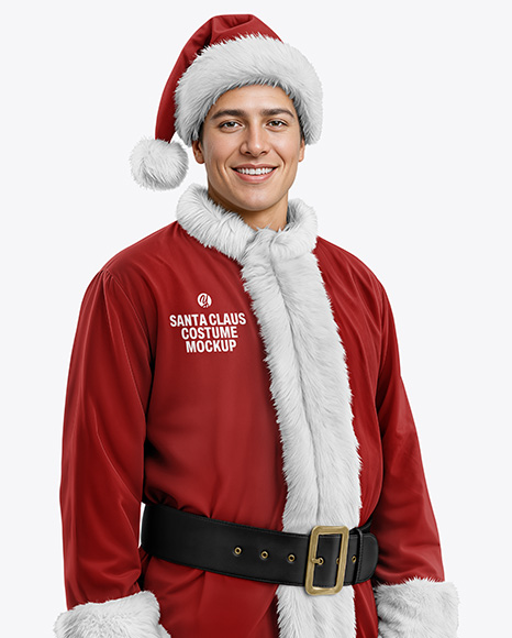 Man Wearing Santa Claus Costume Mockup