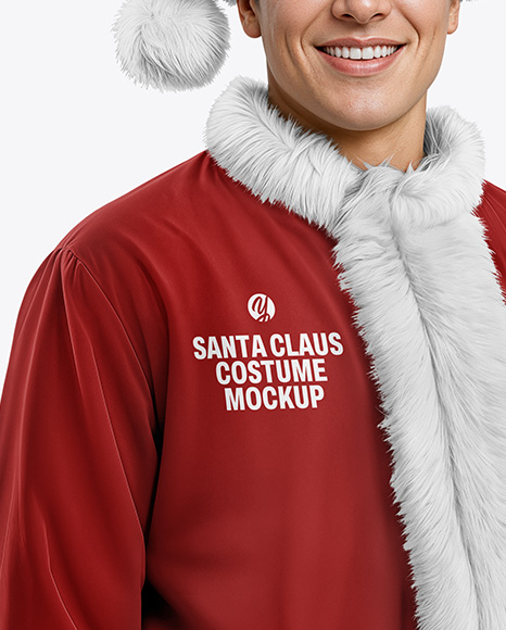 Man Wearing Santa Claus Costume Mockup