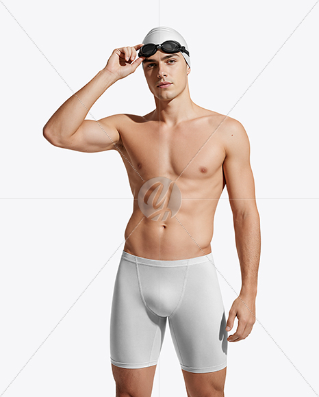 Man Wearing Swimming Jammers Mockup