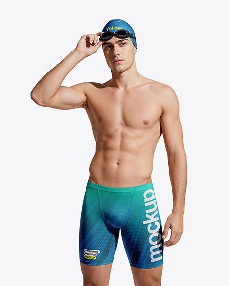 Man Wearing Swimming Jammers Mockup