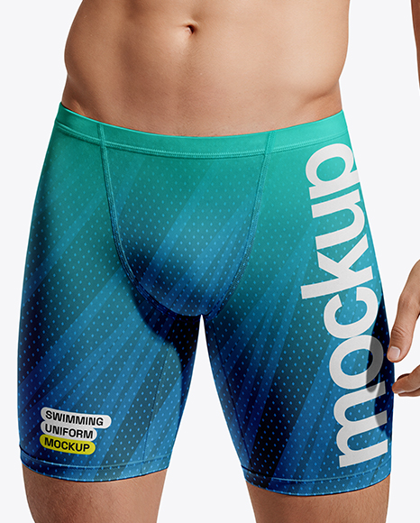 Man Wearing Swimming Jammers Mockup
