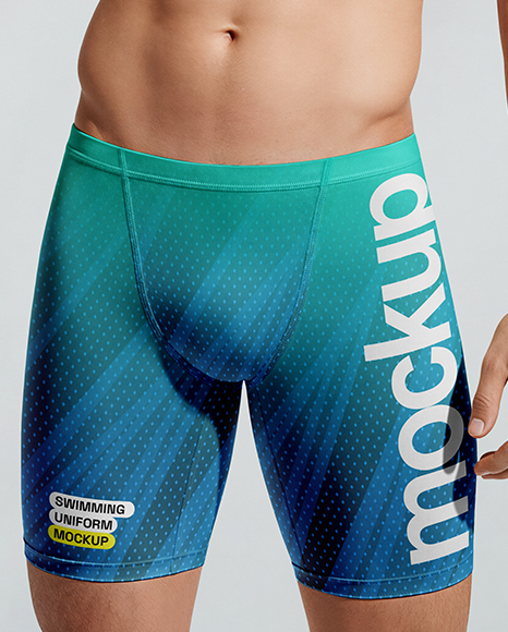 Man Wearing Swimming Jammers Mockup