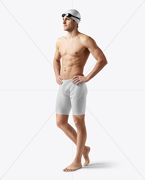 Man Wearing Swimming Jammers Mockup