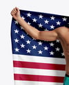 Man Wearing Swimming Jammers with Flag Mockup