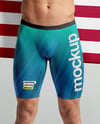 Man Wearing Swimming Jammers with Flag Mockup