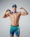 Man Wearing Swimming Jammers with Medal Mockup