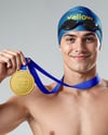 Man Wearing Swimming Jammers with Medal Mockup