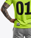 Man Wearing T-Shirt with Headphones Mockup