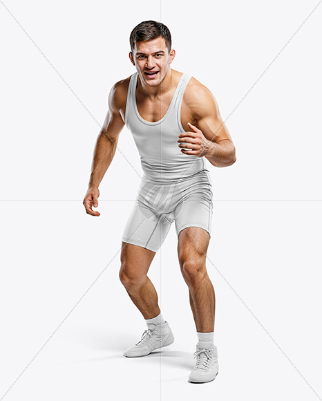 Man Wearing Wrestling Uniform Mockup