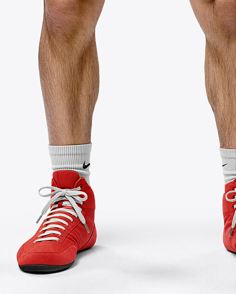 Man Wearing Wrestling Uniform with Medal Mockup