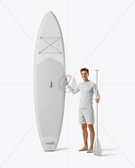 Man with SUP Board Mockup