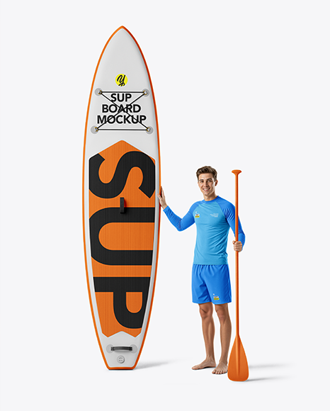 Man with SUP Board Mockup