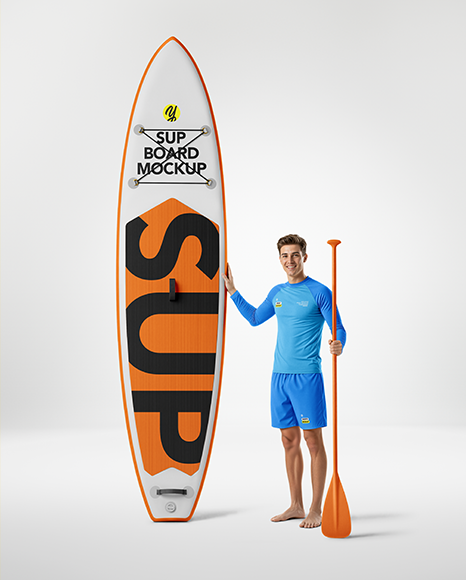 Man with SUP Board Mockup