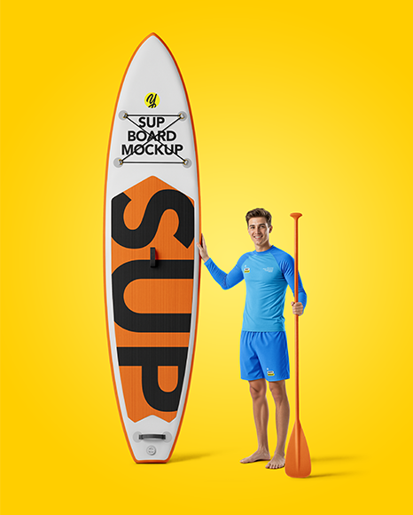 Man with SUP Board Mockup