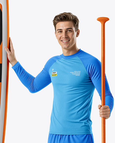 Man with SUP Board Mockup