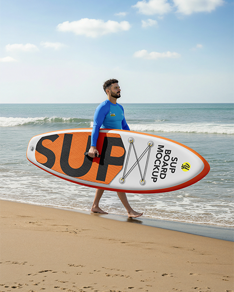 Man with SUP Board Mockup - PSD Mockups