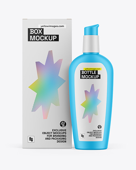 Matte Bottle W Box Mockup