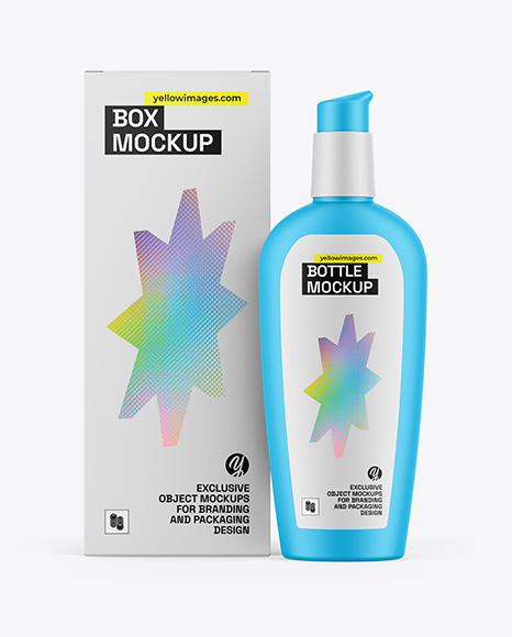 Matte Bottle W Box Mockup
