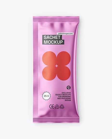 Matte Metallic Sachet Mockup