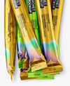 Matte Metallic Stick Sachets Mockup