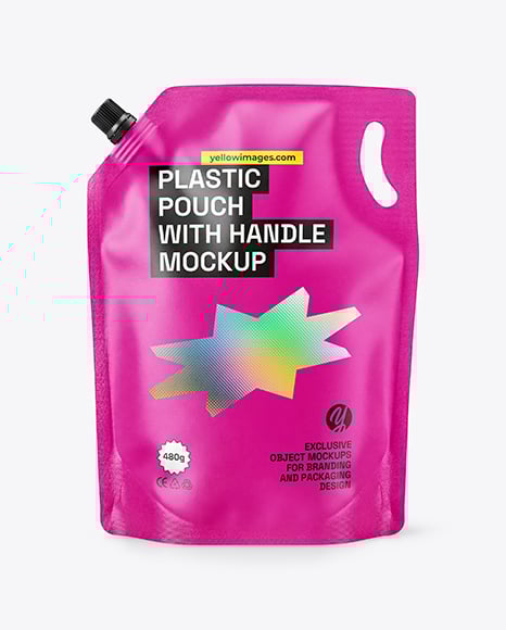 Matte Plastic Pouch with Handle Mockup