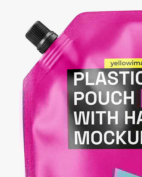 Matte Plastic Pouch with Handle Mockup