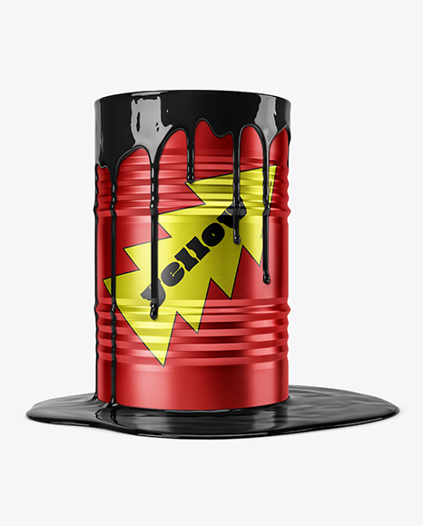Metallic Oil Barrel Mockup