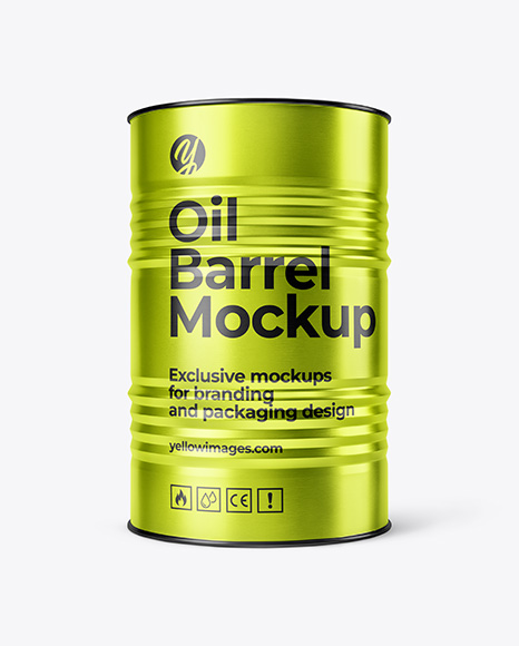 Metallic Oil Barrel Mockup