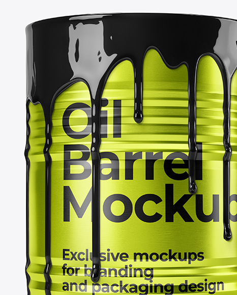 Metallic Oil Barrel Mockup