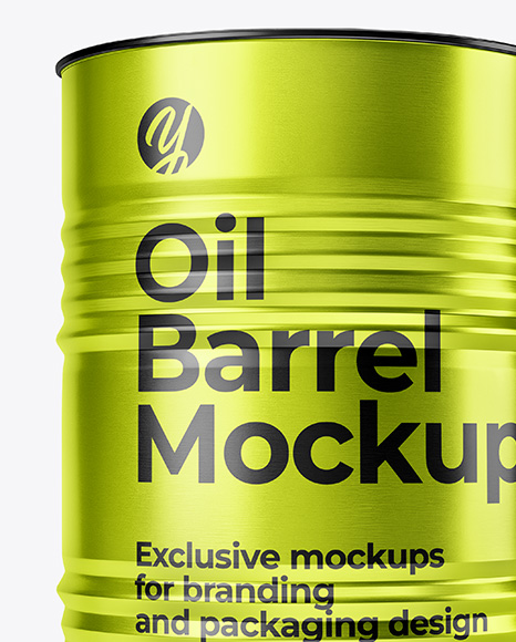 Metallic Oil Barrel Mockup