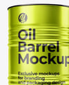 Metallic Oil Barrel Mockup