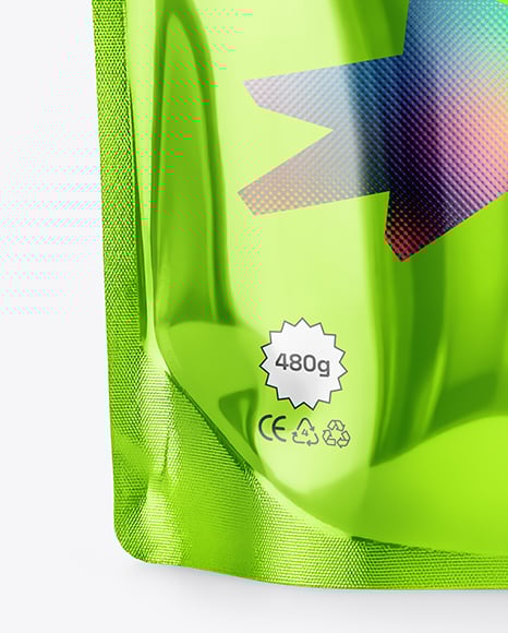 Metallic Refill Pouch Bag with Handle Mockup