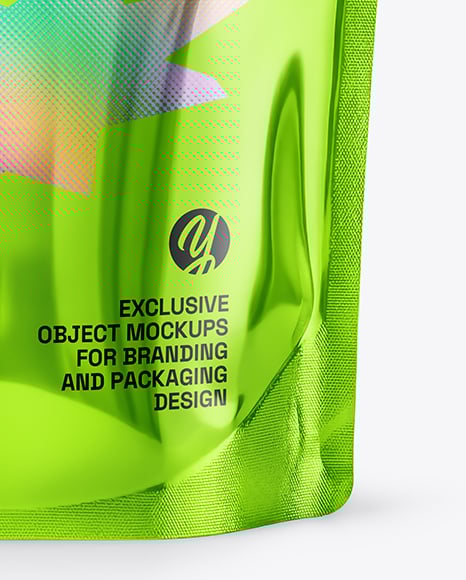Metallic Refill Pouch Bag with Handle Mockup