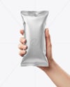 Metallic Snack Package in a Hand Mockup