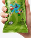 Metallic Snack Package in a Hand Mockup