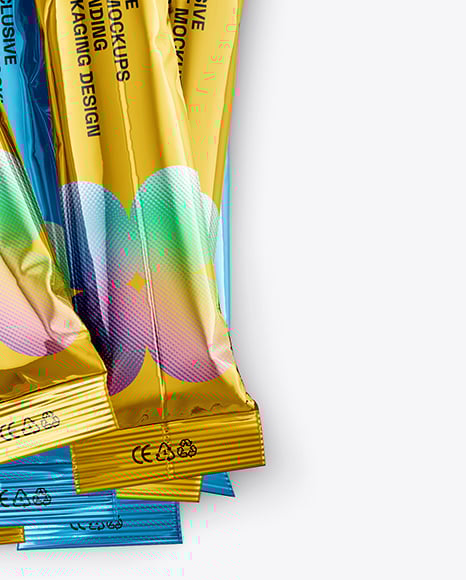 Metallic Stick Sachets Mockup