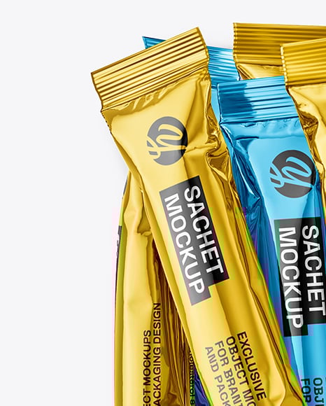 Metallic Stick Sachets Mockup