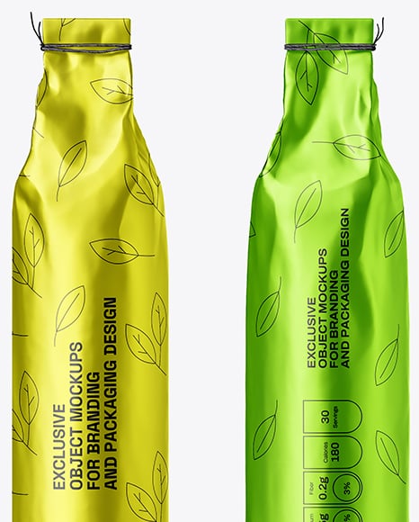 Metallized Paper Stick Sachets Mockup