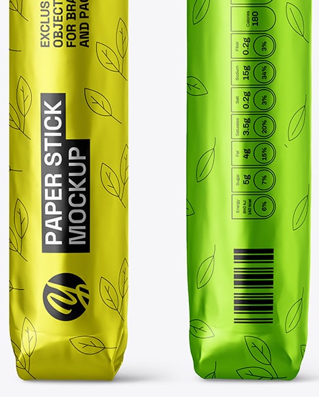 Metallized Paper Stick Sachets Mockup