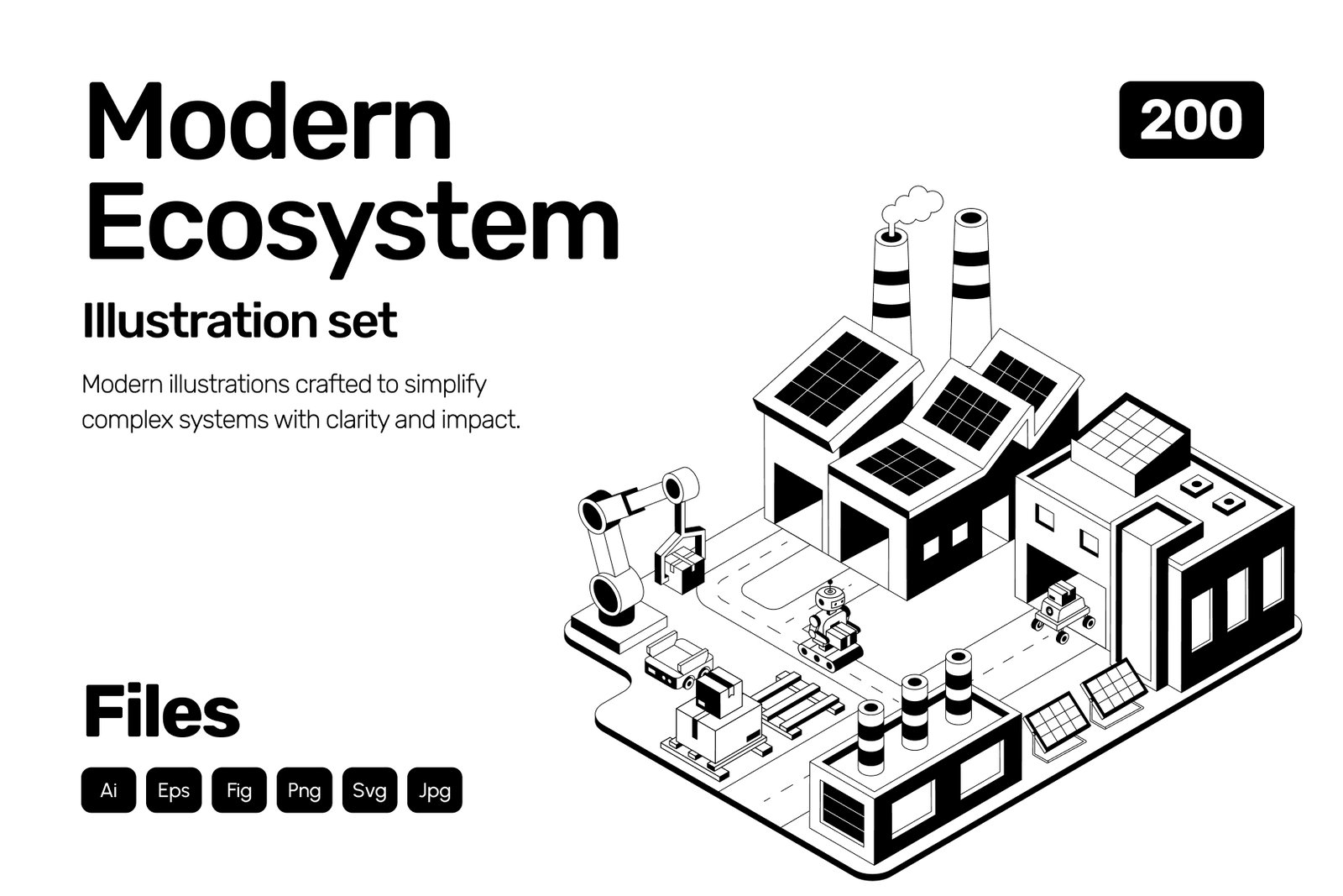 Modern Ecosystem Illustrations Set
