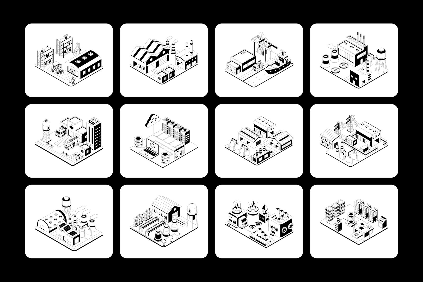Modern Ecosystem Illustrations Set