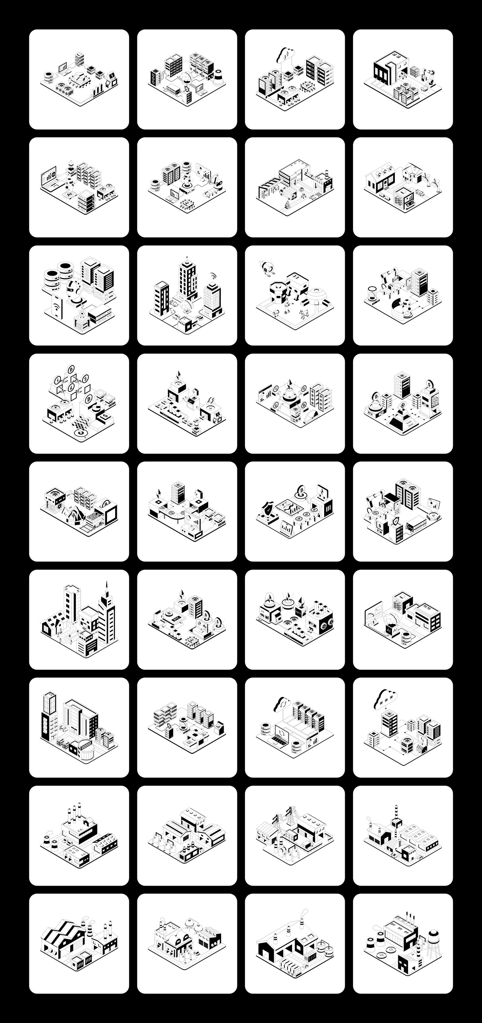 Modern Ecosystem Illustrations Set